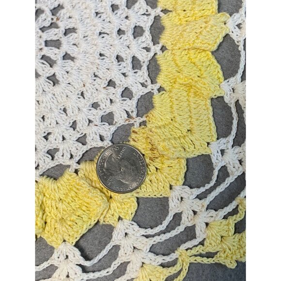Vintage Yellow & White Crochet Doilies Set - Handmade Home Decor - Picture 7 of 11